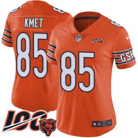 Wholesale Cheap Nike Bears #85 Cole Kmet Orange Women\'s Stitched NFL Limited Rush 100th Season Jersey