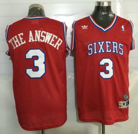 Wholesale Cheap Men\'s Philadelphia 76ers #3 The Answer Nickname Red Soul Swingman Jersey