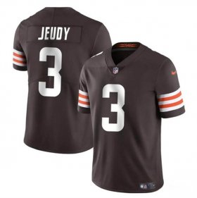 Cheap Men\'s Cleveland Browns #3 Jerry Jeudy Brown Vapor Limited Football Stitched Jersey