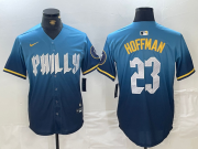 Cheap Men's Philadelphia Phillies #23 Jeff Hoffman Blue 2024 City Connect Limited Stitched Jersey