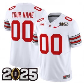 Men\'s Ohio State Buckeyes Active Player Custom White 2025 CFP Final Patch F.U.S.E. Vapor Limited Stitched Football Jersey