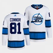 Wholesale Cheap Men's Winnipeg Jets #81 Kyle Connor White 2022 Reverse Retro Stitched Jersey