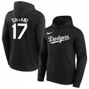 Cheap Los Angeles Dodgers #17 Shohei Ohtani Black Name & Number Pullover Hoodie