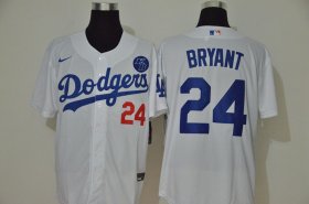 Wholesale Cheap Los Angeles Dodgers #24 Kobe Bryant Men\'s Nike White Cool Base KB Patch MLB Jersey