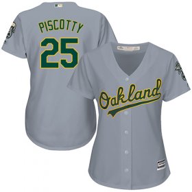 Wholesale Cheap Athletics #25 Stephen Piscotty Grey Road Women\'s Stitched MLB Jersey