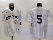 Cheap Men's New York Yankees #5 Joe DiMaggio White No Name Cool Base Stitched Jerseys