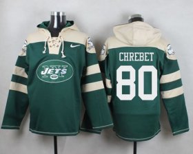 Wholesale Cheap Nike Jets #80 Wayne Chrebet Green Player Pullover NFL Hoodie