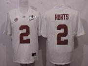 Wholesale Cheap Men's Alabama Crimson Tide #2 Jalen Hurts White Diamond Quest 2017 Championship Game Patch Stitched CFP Nike Limited Jersey