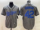 Wholesale Cheap Men's Los Angeles Dodgers #42 Jackie Robinson Grey Gridiron Cool Base Stitched Baseball Jersey