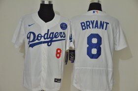 Wholesale Cheap Los Angeles Dodgers #8 Kobe Bryant Men\'s Nike White Authentic KB Patch MLB Jersey