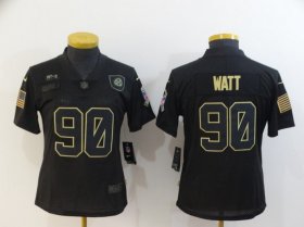 Wholesale Cheap Women\'s Pittsburgh Steelers #90 T. J. Watt Black 2020 Salute To Service Stitched NFL Nike Limited Jersey