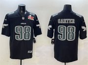 Cheap Men's Philadelphia Eagles #98 Jalen Carter Black 2025 Super Bowl LIX Patch Fashion New Vapor Untouchable Limited Football Stitched Jersey