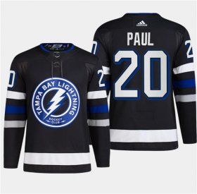 Cheap Men\'s Tampa Bay Lightning #20 Nicholas Paul Black 2024 Stadium Series Stitched Jersey