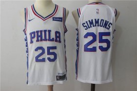 Wholesale Cheap Men\'s Philadelphia 76ers #25 Ben Simmons White 2017-2018 Nike Swingman Stubhub Stitched NBA Jersey