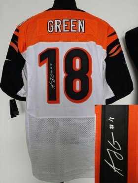 Wholesale Cheap Nike Bengals #18 A.J. Green White Men\'s Stitched NFL Elite Autographed Jersey