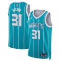 Cheap Men's Charlotte Hornets #31 Tidjane Salaun Teal 2024 Draft Icon Edition Stitched Basketball Jersey