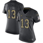 Wholesale Cheap Nike Saints #13 Michael Thomas Black Women's Stitched NFL Limited 2016 Salute to Service Jersey