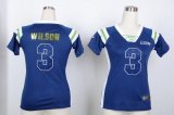 Wholesale Cheap Nike Seahawks #3 Russell Wilson Steel Blue Women's Stitched NFL Elite Draft Him Shimmer Jersey