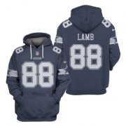 Wholesale Cheap Men's Dallas Cowboys #88 CeeDee Lamb Navy 2021 Pullover Hoodie