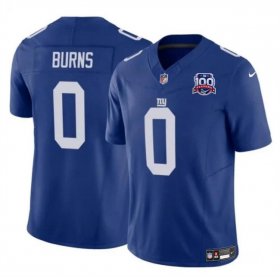 Cheap Men\'s New York Giants #0 Brian Burns Blue 2024 F.U.S.E. 100TH Season Patch Vapor Untouchable Limited Stitched Jersey