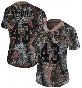 Wholesale Cheap Nike Steelers #43 Troy Polamalu Camo Women\'s Stitched NFL Limited Rush Realtree Jersey