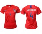 Wholesale Cheap Women's USA #4 Sauerbrunn Away Soccer Country Jersey