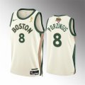 Wholesale Cheap Men's Boston Celtics #8 Kristaps Porzingis 2024 Finals Champions City Edition Stitched Basketball Jersey