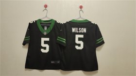 Cheap Women\'s New York Jets #5 Garrett Wilson Black Vapor Football Stitched Jersey(Run Small)