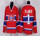 Wholesale Cheap Canadiens #1 Jacques Plante Red CH CCM Throwback Stitched NHL Jersey