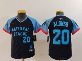 Youth New York Mets #20 Pete Alonso Number Navy 2024 All Star Limited Stitched Jersey