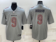 Wholesale Men's Cincinnati Bengals #9 Joe Burrow Grey Atmosphere Fashion 2022 Vapor Untouchable Stitched Limited Jersey