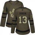 Wholesale Cheap Adidas Maple Leafs #13 Mats Sundin Green Salute to Service Women's Stitched NHL Jersey