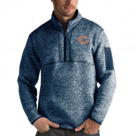 Wholesale Cheap Men\'s Chicago Bears Heather Navy Antigua Fortune Quarter-Zip Pullover Jacket