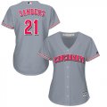 Wholesale Cheap Reds #21 Reggie Sanders Grey Road Women's Stitched MLB Jersey