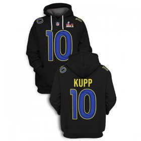 Wholesale Cheap Men\'s Los Angeles Rams #10 Cooper Kupp 2022 Black Super Bowl LVI Pullover Hoodie