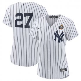 Cheap Women\'s New York Yankees #27 Giancarlo Stanton White 2024 World Series Cool Base Stitched Baseball Jersey(Run Small)