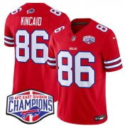 Cheap Men's Buffalo Bills #86 Dalton Kincaid Red F.U.S.E. 2024 AFC East Division Champions Vapor Limited Stitched Football Jersey