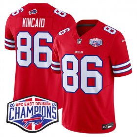 Cheap Men\'s Buffalo Bills #86 Dalton Kincaid Red F.U.S.E. 2024 AFC East Division Champions Vapor Limited Stitched Football Jersey