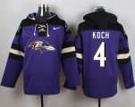 Wholesale Cheap Nike Ravens #4 Sam Koch Purple Player Pullover NFL Hoodie