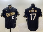 Cheap Men's Los Angeles Dodgers #17 Shohei Ohtani Black Gold World Series Champions Cool Base Stitched Baseball Jersey