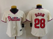 Women's Philadelphia Phillies #28 Alec Bohm Cream Cool Base Jersey