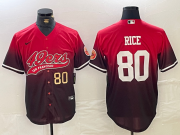 Cheap Men's San Francisco 49ers #80 Jerry Rice Red Black With Patch Cool Base Stitched Baseball Jerseys