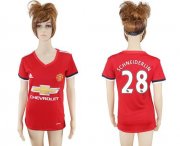 Wholesale Cheap Women's Manchester United #28 Schneiderlin Red Home Soccer Club Jersey