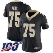 Wholesale Cheap Nike Saints #75 Andrus Peat Black Team Color Women's Stitched NFL 100th Season Vapor Untouchable Limited Jersey