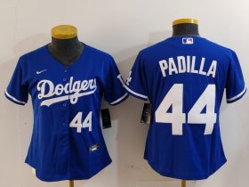 Women\'s Los Angeles Dodgers #44 Vicente Padilla Number Blue Cool Base Stitched Jerseys