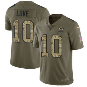 Wholesale Cheap Nike Packers #10 Jordan Love Olive/Camo Men\'s Stitched NFL Limited 2017 Salute To Service Jersey