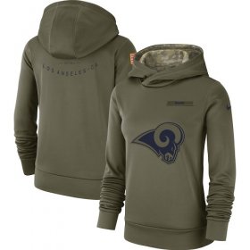 Wholesale Cheap Women\'s Los Angeles Rams Nike Olive Salute to Service Sideline Therma Performance Pullover Hoodie