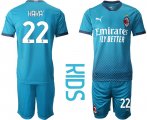 Wholesale Cheap Youth 2020-2021 club AC milan away 22 blue Soccer Jerseys