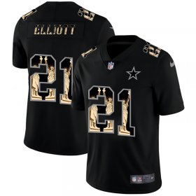 Wholesale Cheap Dallas Cowboys #21 Ezekiel Elliott Carbon Black Vapor Statue Of Liberty Limited NFL Jersey