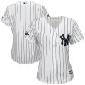 Wholesale Cheap New York Yankees Majestic Women's 2019 Postseason Official Cool Base Player Jersey White Navy